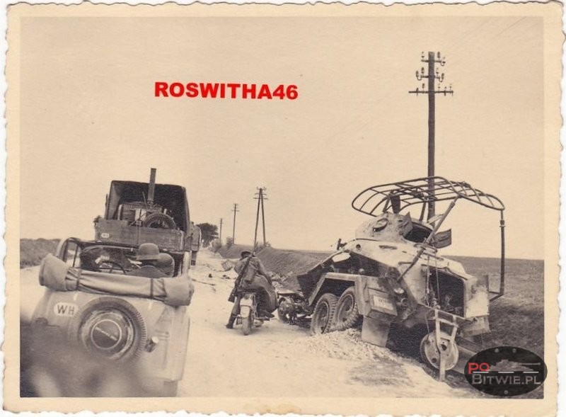 [PSW][#350]{008}{a} s.Pz.Sp.Wg (FU) Sd.Kfz.232 (6 Rad), Aufkl.Abt.(mot.).X, WH-207087, 'Ludendorf', droga Jędrzejów-Motkowice, brak przodu.jpg